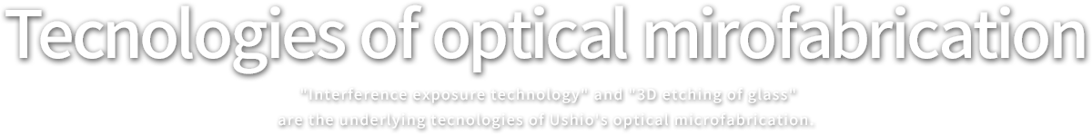 Tecnologies of optical mirofabrication.
Interference exposure technology, are the underlying tecnologies of Ushio's optical microfabrication.