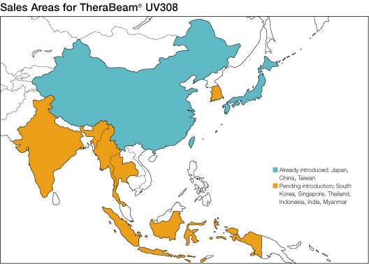 Sales Areas for TheraBeam®　UV308